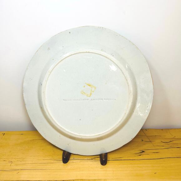 Antique 1813-1820 Masons Ironstone 8" Plate Water Lily Pattern, Signed 1/4 - 8" - Picture 4 of 9